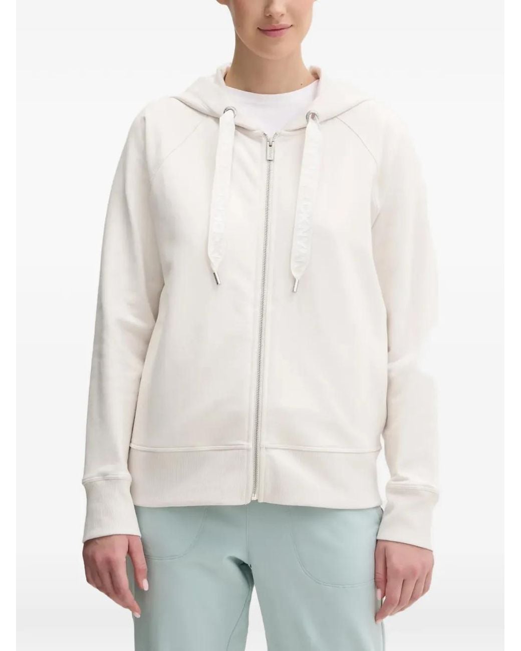 DKNY White Zip-Fastening Hoodie