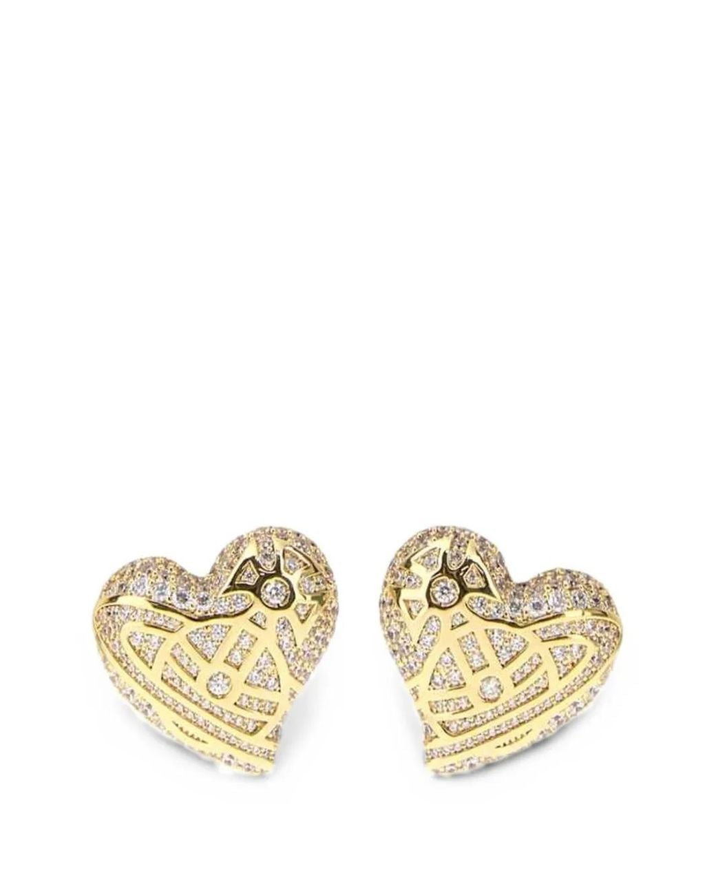 Vivienne Westwood Metallic Evangeline Crystal-Embellished Heart Earrings