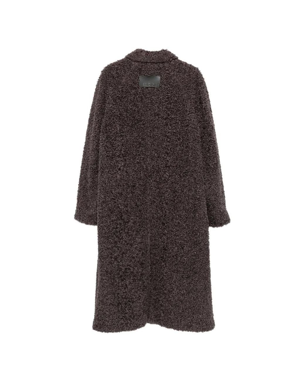 MSGM Brown Bouclé Single-Breasted Coat for men