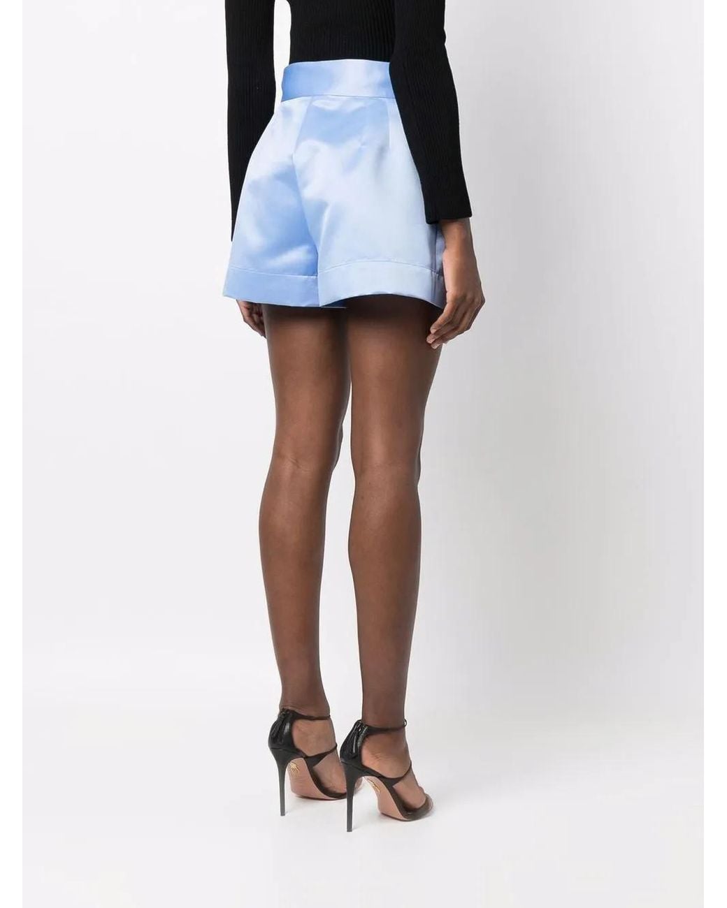 Styland Blue Satin Tailored Shorts