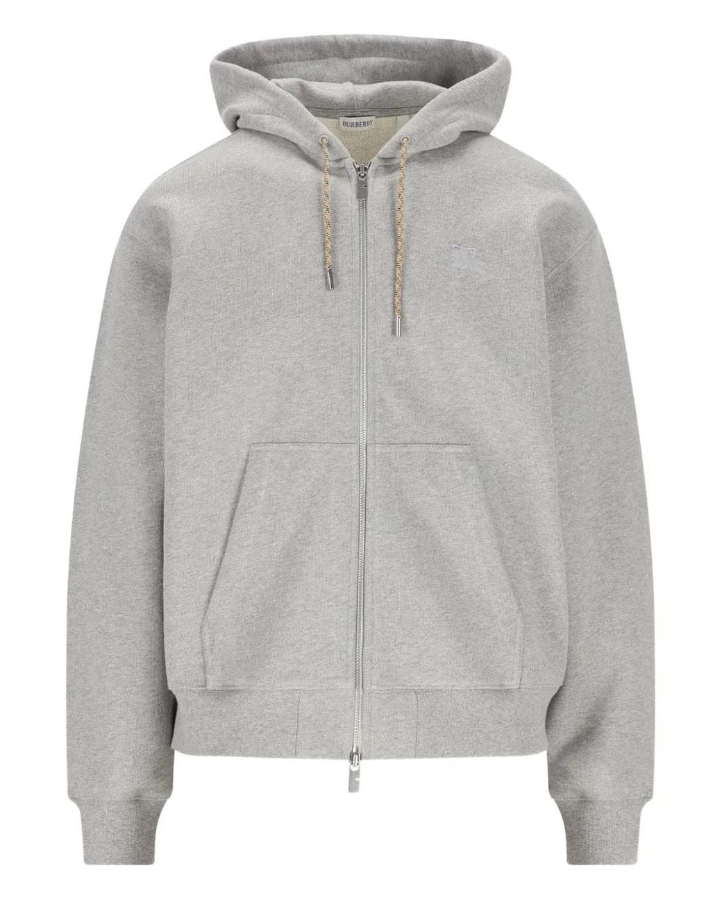 Burberry Gray Check-Detail Hoodie for men