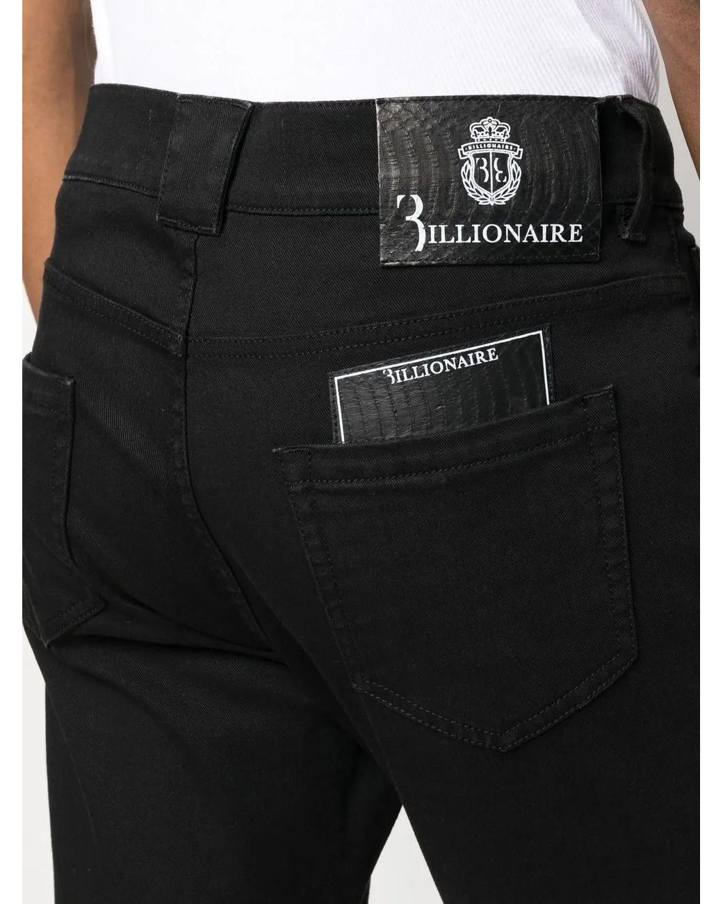 Billionaire Black Mid-Rise Straight-Leg Jeans for men
