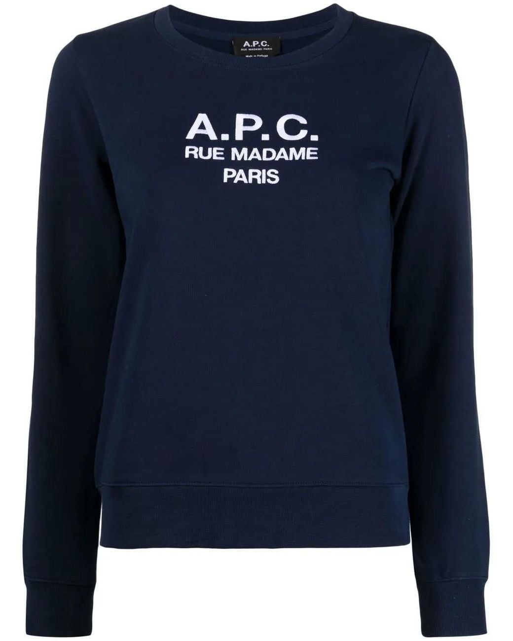 A.P.C. Blue Logo-Embroidered Long-Sleeve Sweatshirt