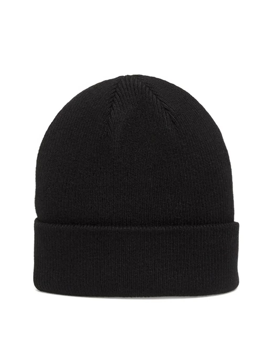 Samsøe & Samsøe Black Logo-Patch Ribbed Beanie