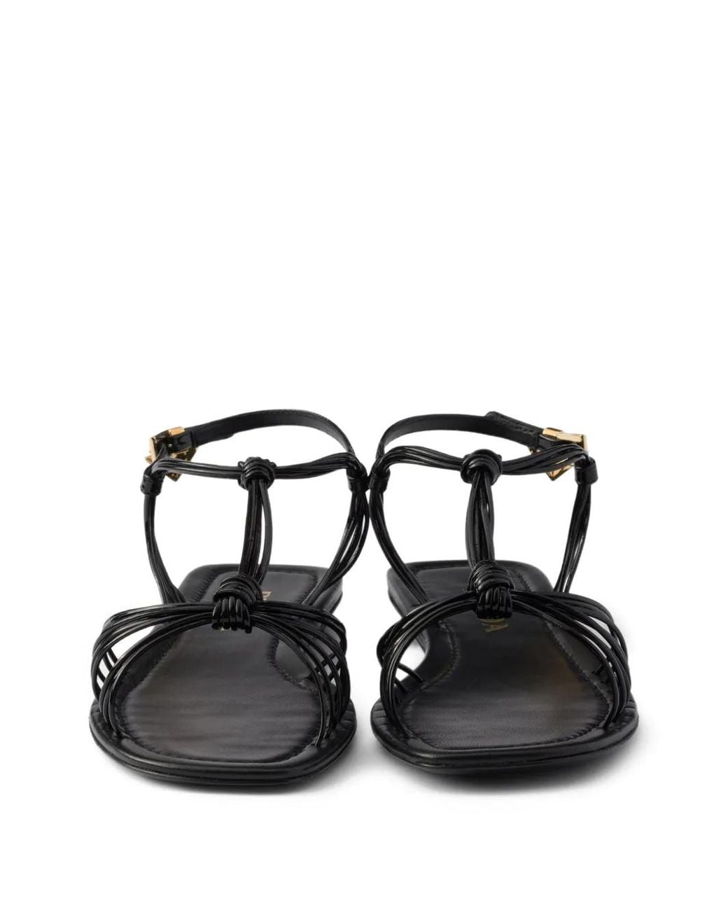 Prada Black Patent Leather Sandals