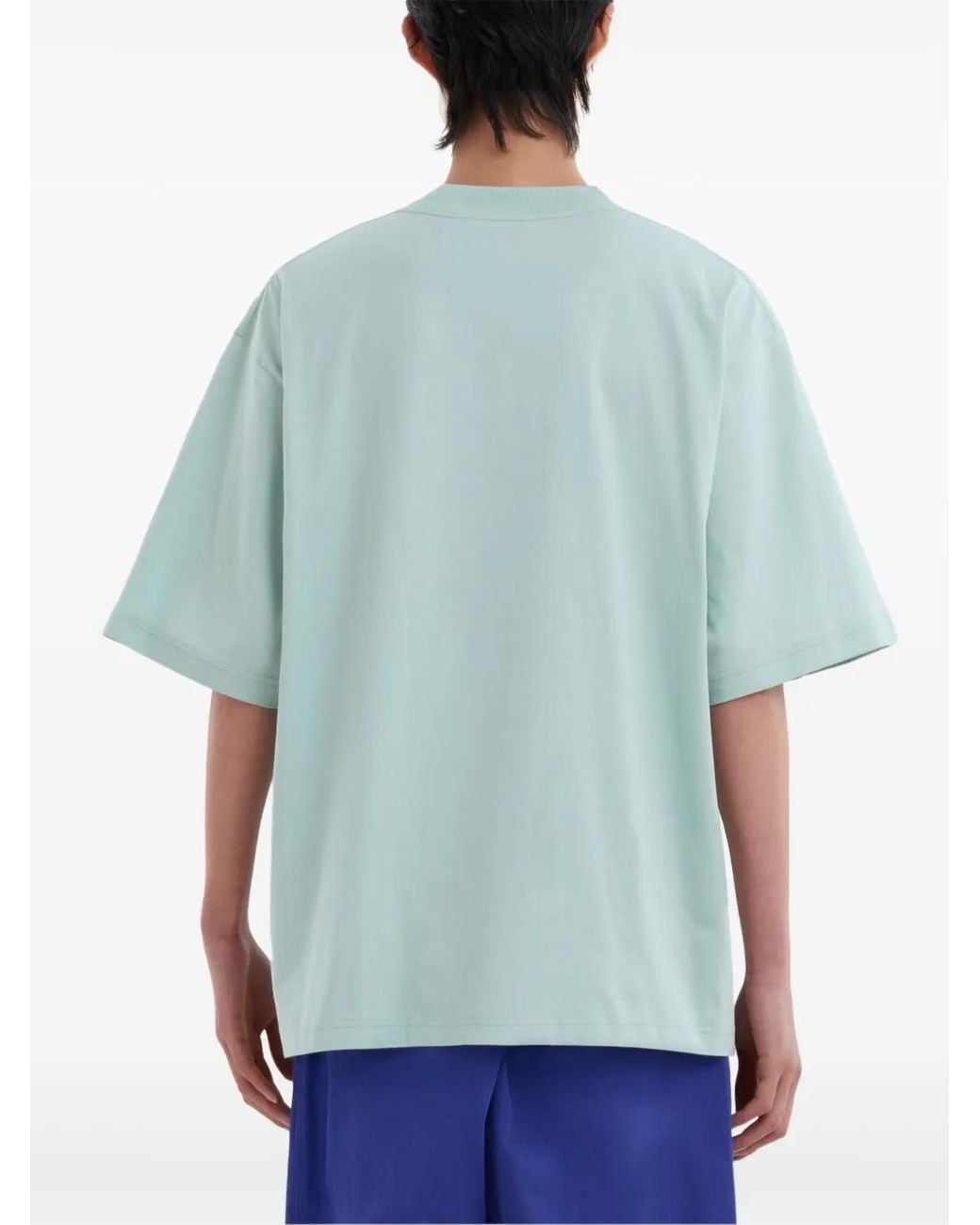 Marni Blue Logo-Print Cotton T-Shirt for men
