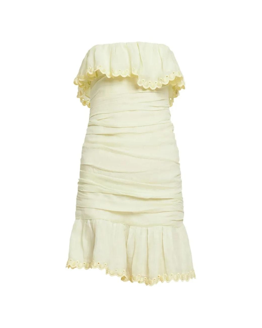 Isabel Marant Yellow Strapless Ruffled Mini Dress