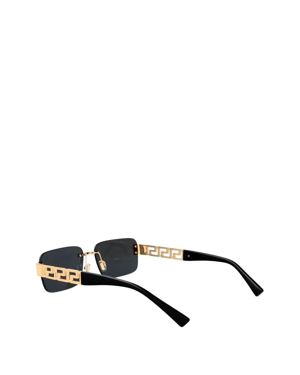 Versace Blue Greca Rimless Rectangle-Frame Sunglasses for men