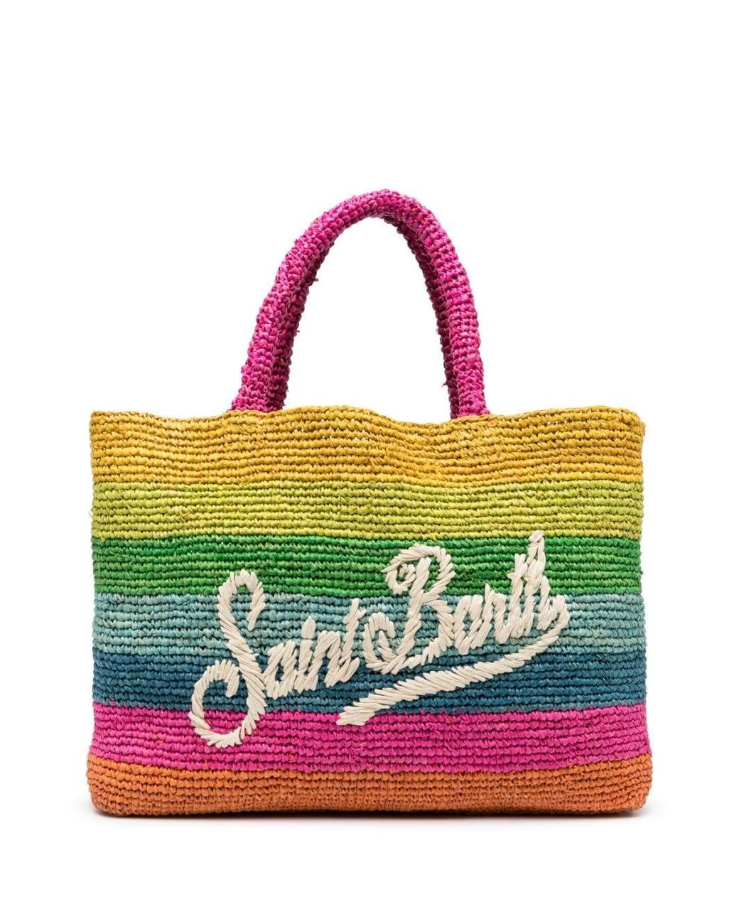 Mc2 Saint Barth Logo-embroidered Interwoven Tote Bag in Pink | Lyst