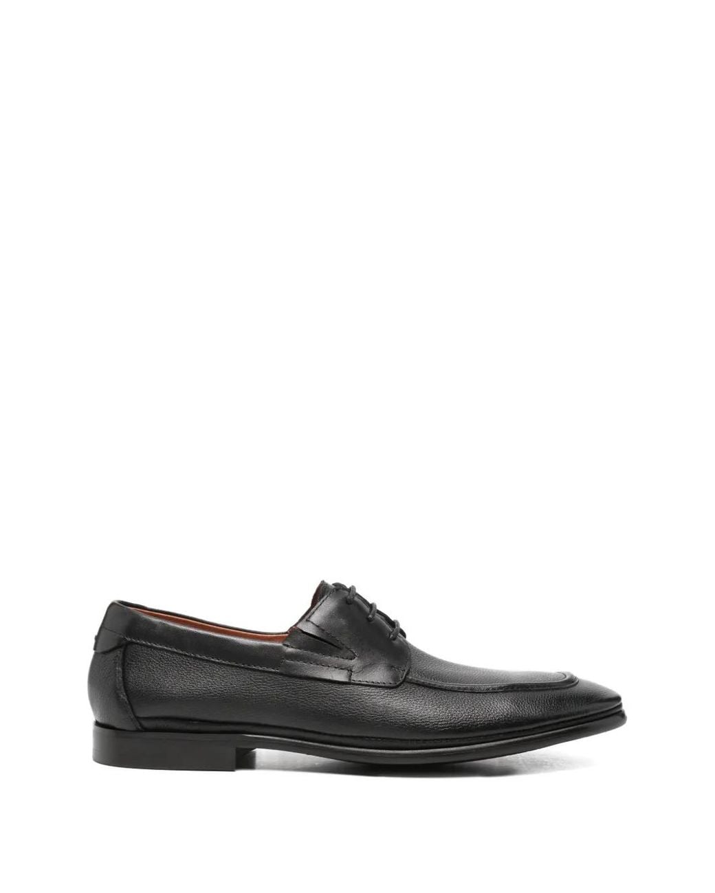 SERGIO MORETTI FIRENZE Black Richelieus À Lacets En Cuir À Fini Grainé for men