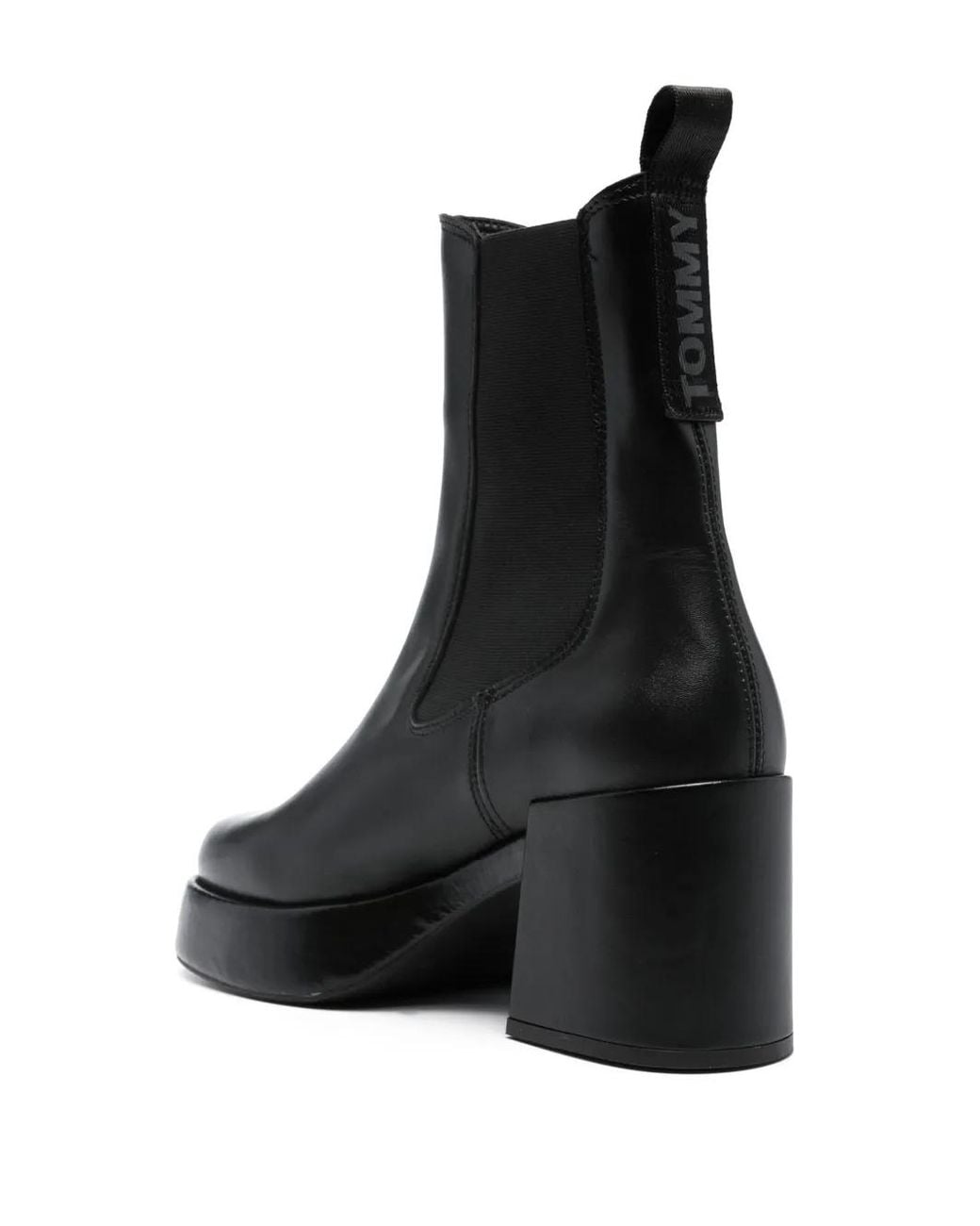 Tommy Hilfiger Black Chelsea 80Mm Leather Chunky Boots