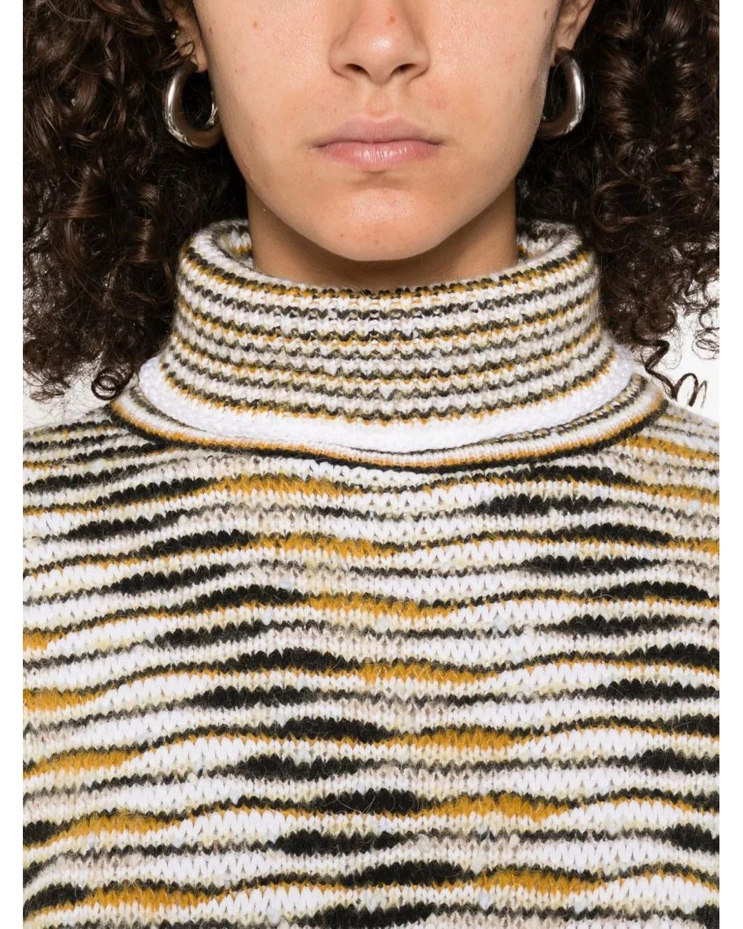 Missoni White High-Neck Flame-Pattern Sweater