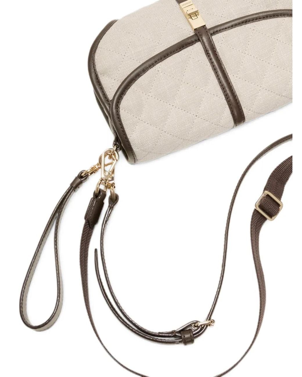 MZ Wallace Natural Small Astor Quilted Linen Clutch Bag