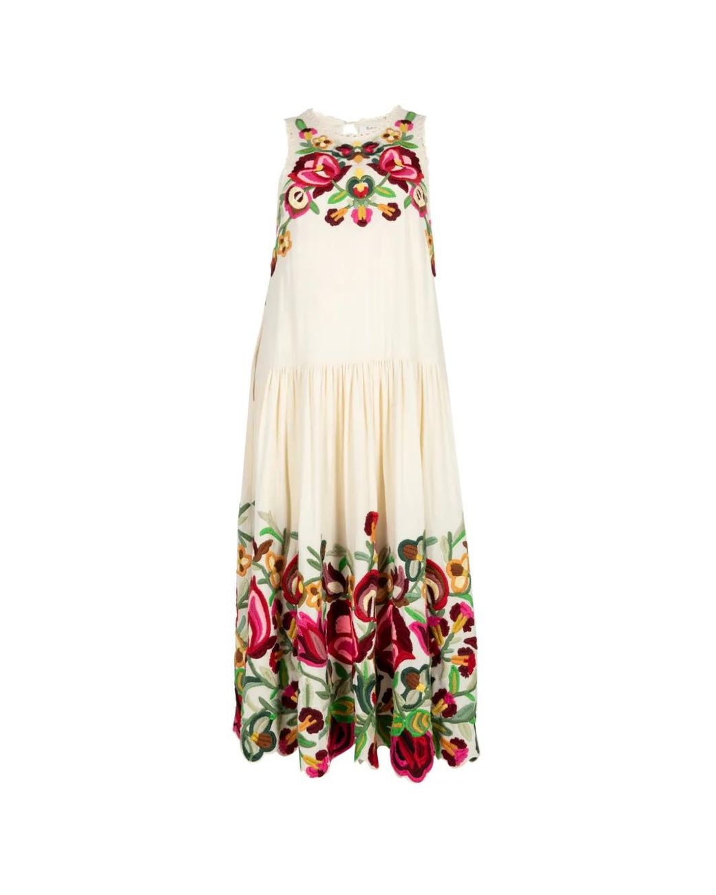 Sea White Wilhelmina Floral-Embroidered Midi Dress