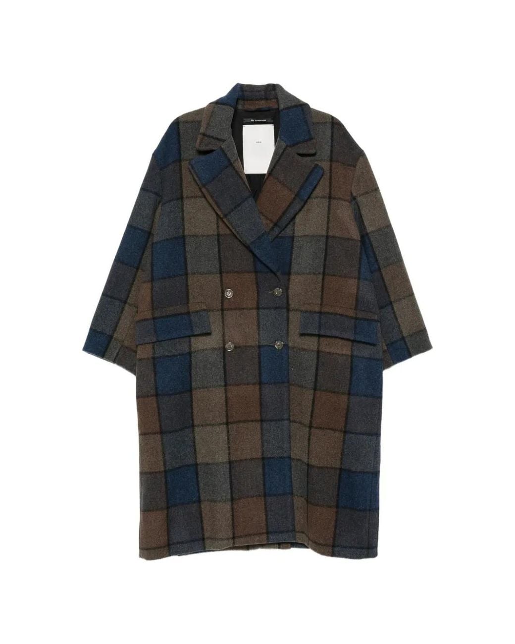 Song For The Mute Blue Check Double-Breasted Coat