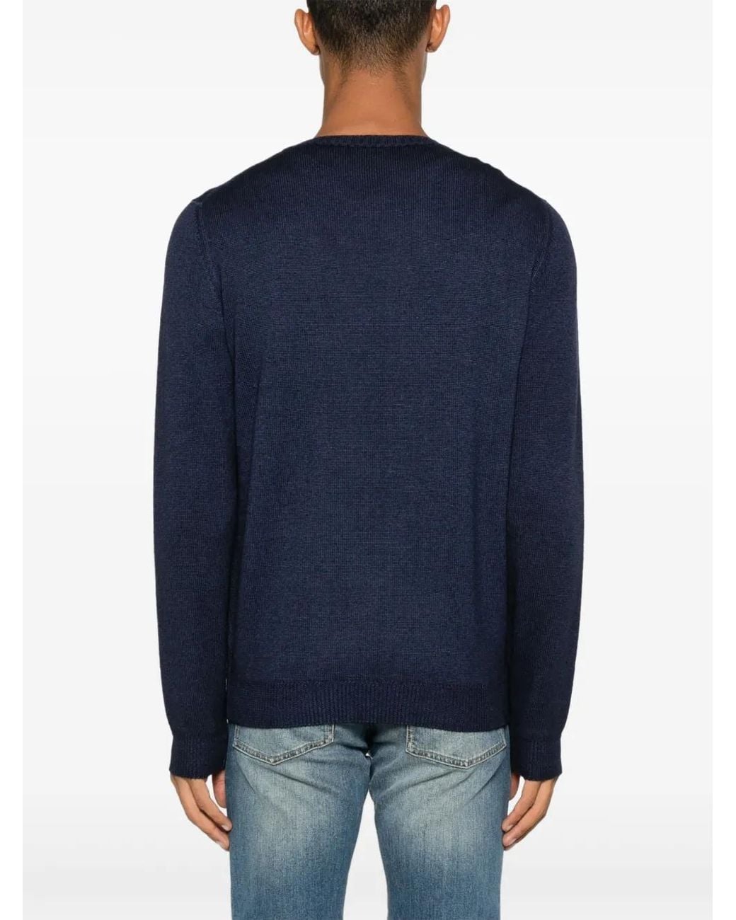 Fedeli Blue Merino-Wool Sweater for men