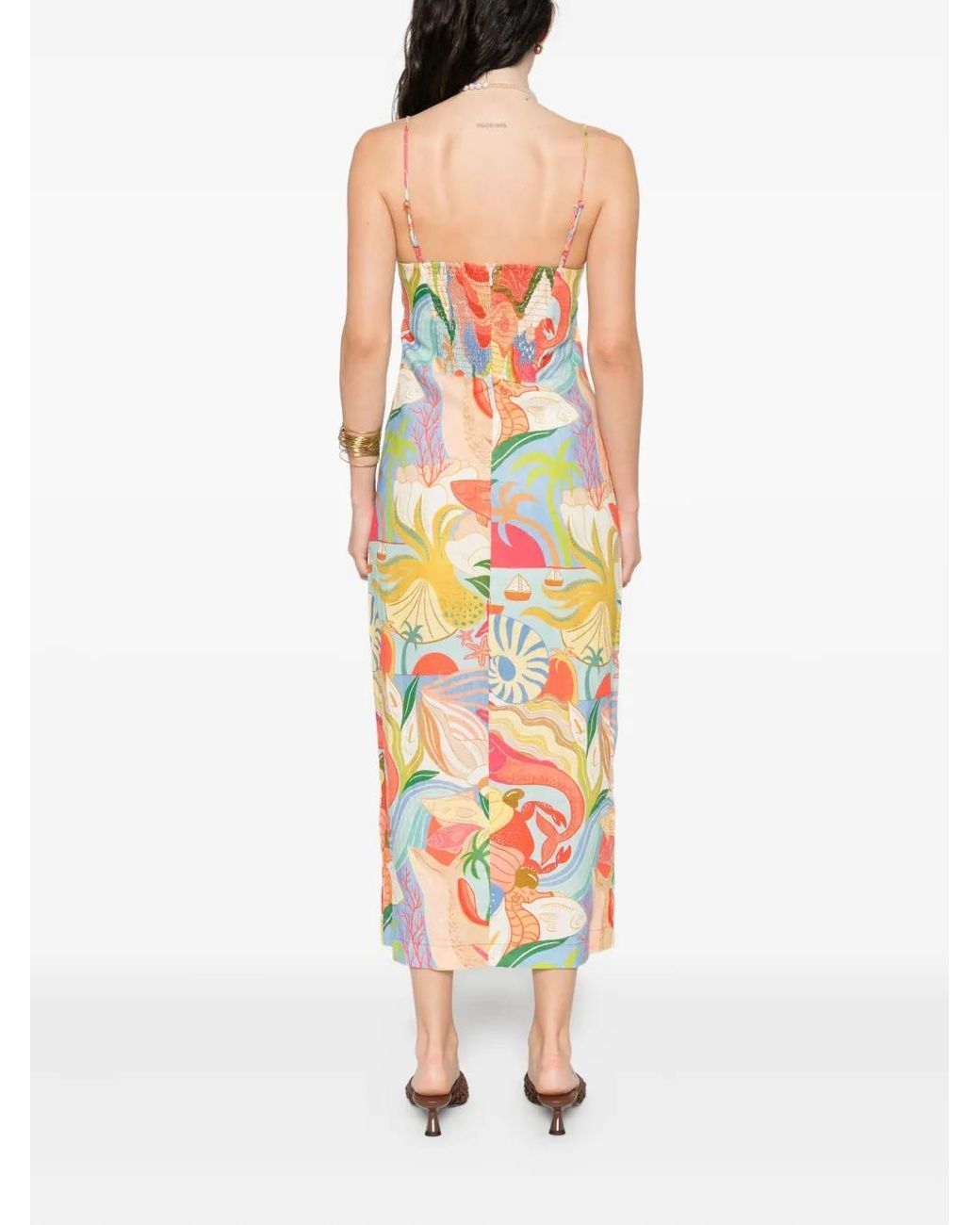 FARM Rio Graphic-Print Midi Dress in White | Lyst UK