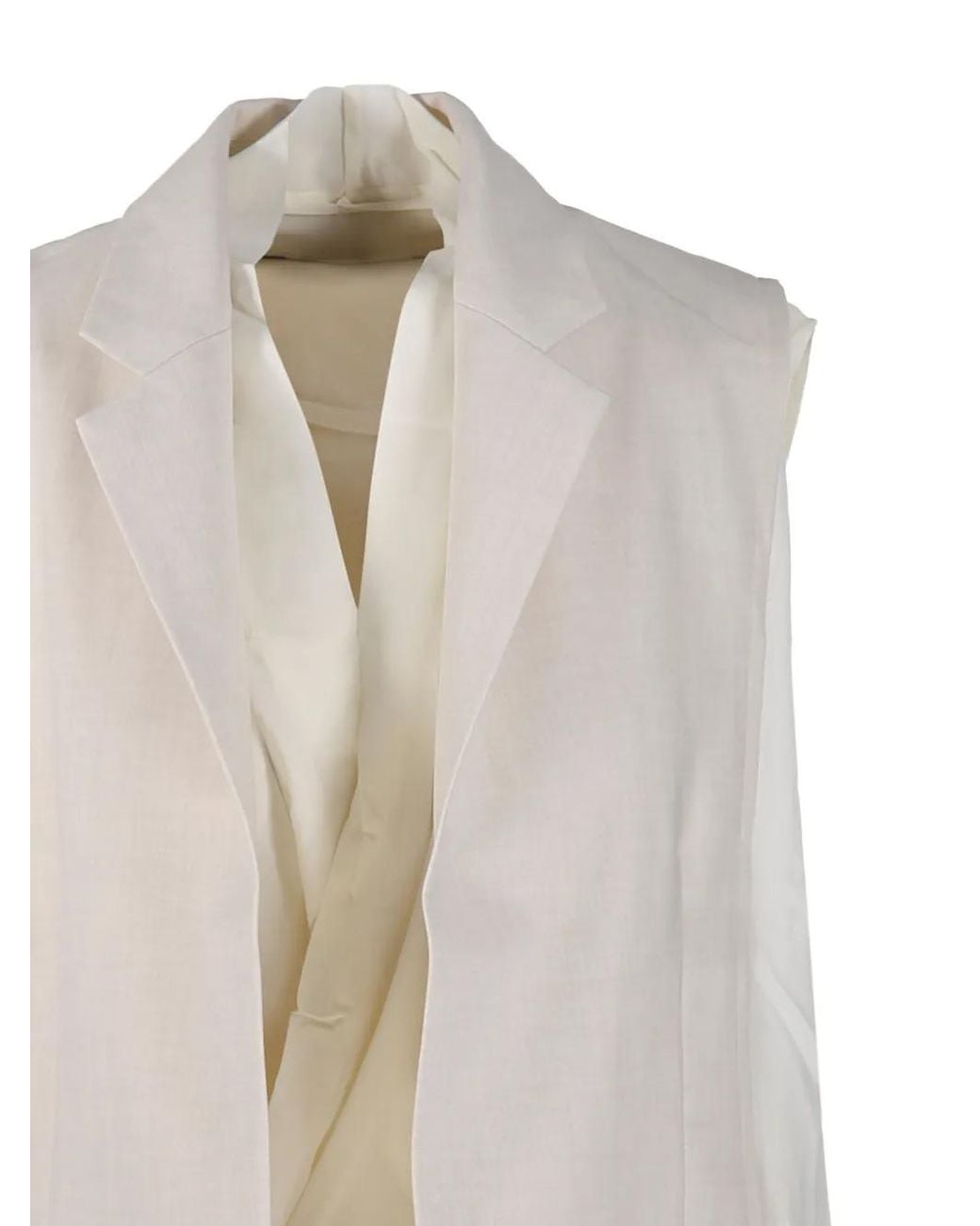 Litkovskaya White Notched-Lapel Sleeveless Jacket