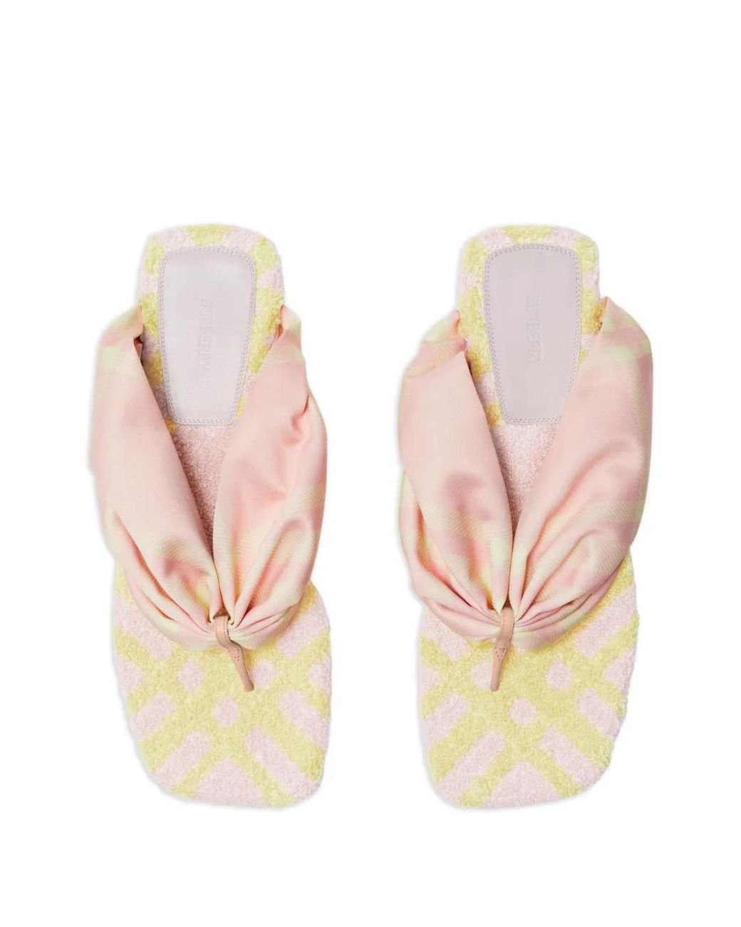 Burberry Pink Check Thong Sandals