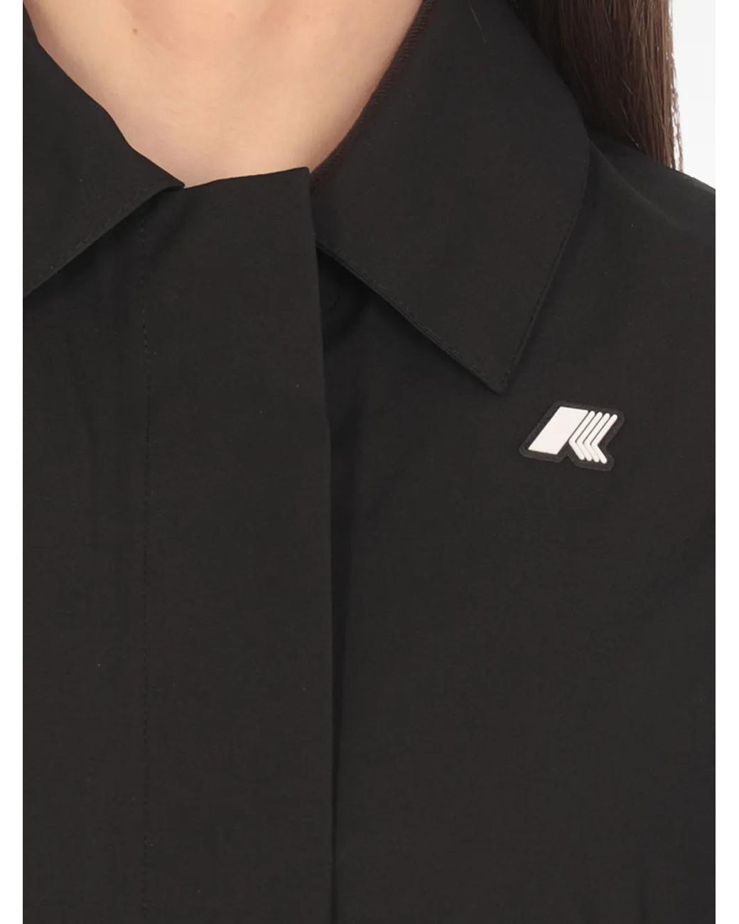 K-Way Black Logo-Plaque Collar Jacket