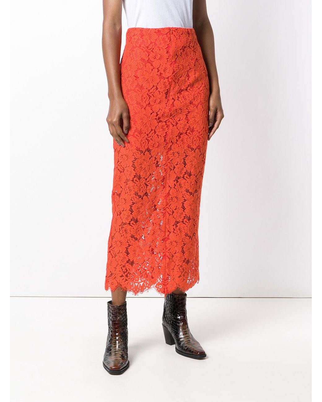 Ganni Jerome Lace Skirt in Orange | Lyst Australia