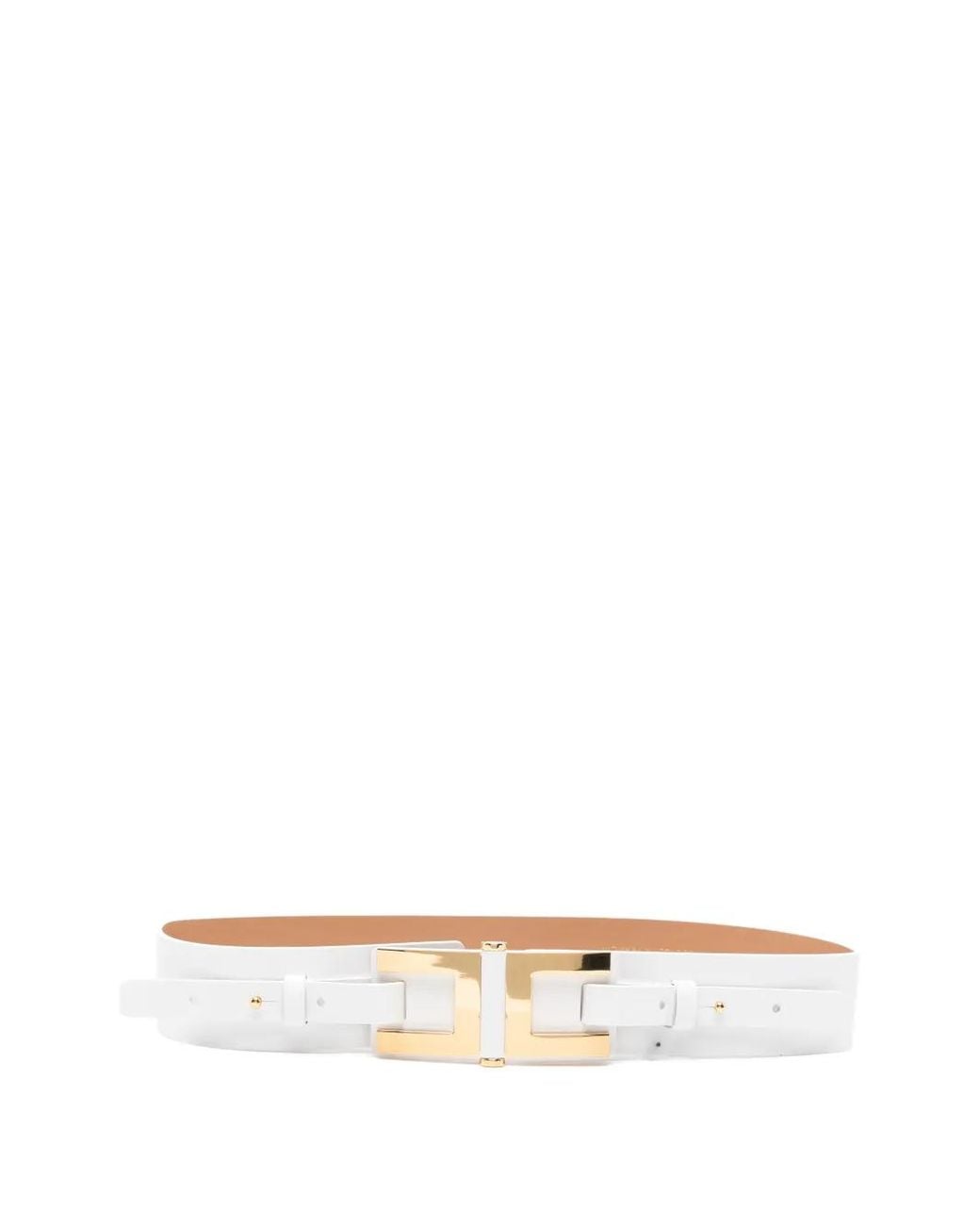 Elisabetta Franchi White Leather Belt With Logo Detail