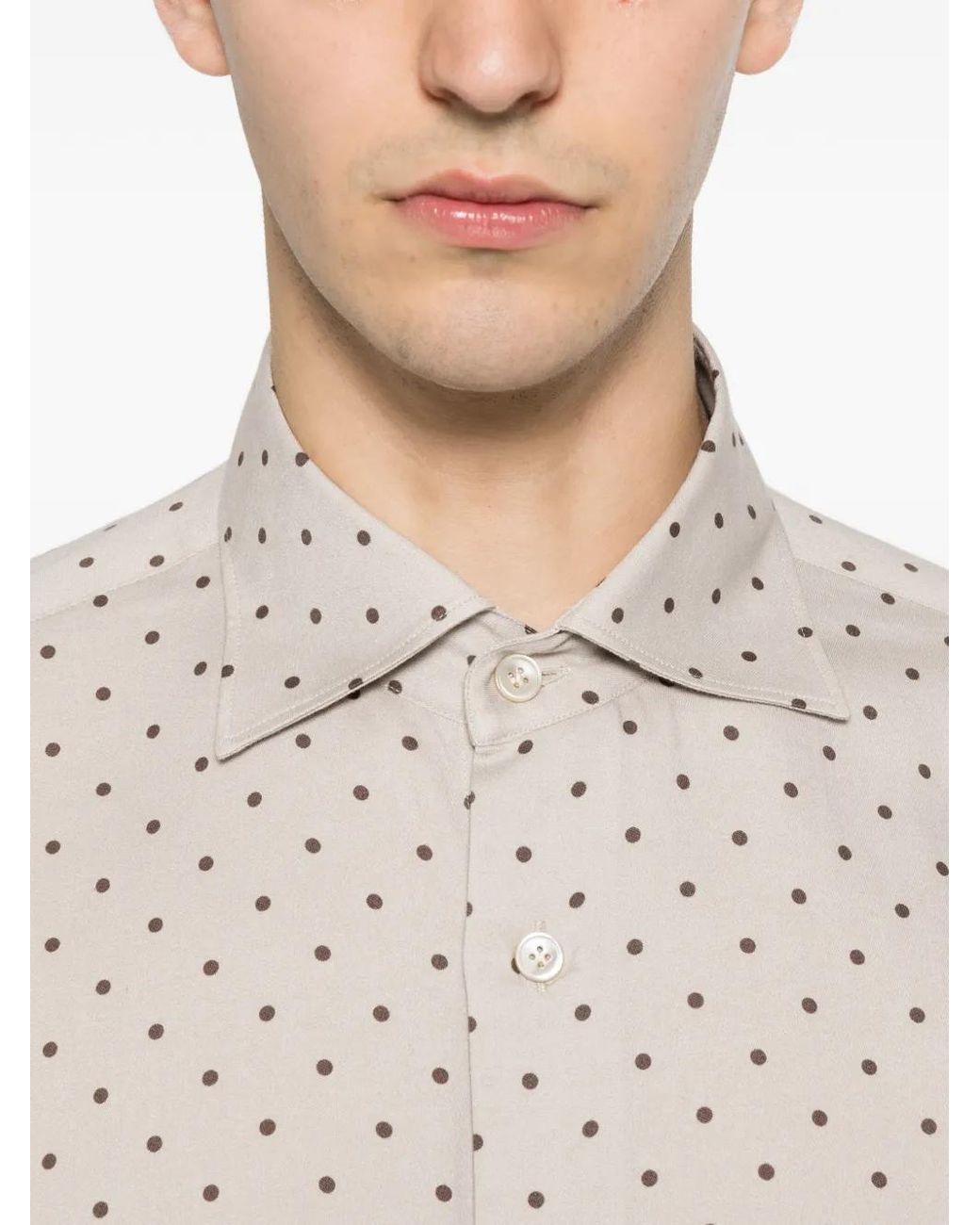 Eleventy White Polka-Dot Long-Sleeve Shirt for men