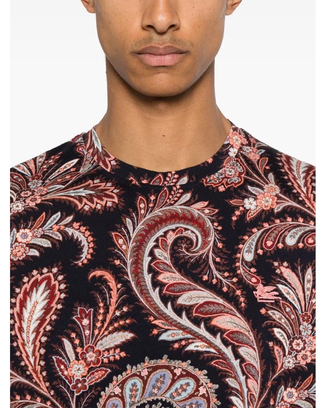 Etro T-Shirt Met Paisley-Print in het Pink voor heren