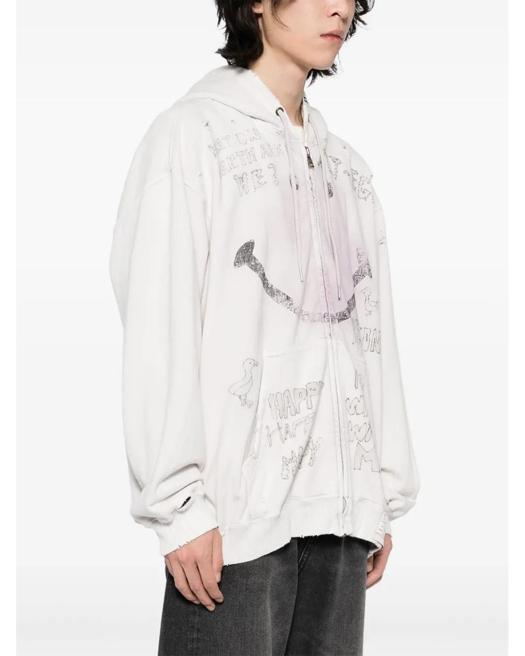 【MIHARAYASUHIRO】Bleached Smily Face Print Zip-up フーディ Maison MIHARA YASUHIRO ONLINE STORE（ミハラヤスヒロ