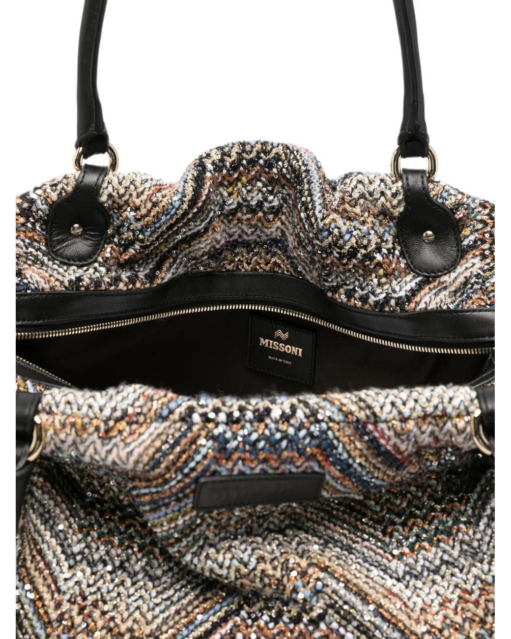Missoni Gray Cabas En Maille À Motif Zig-Zag