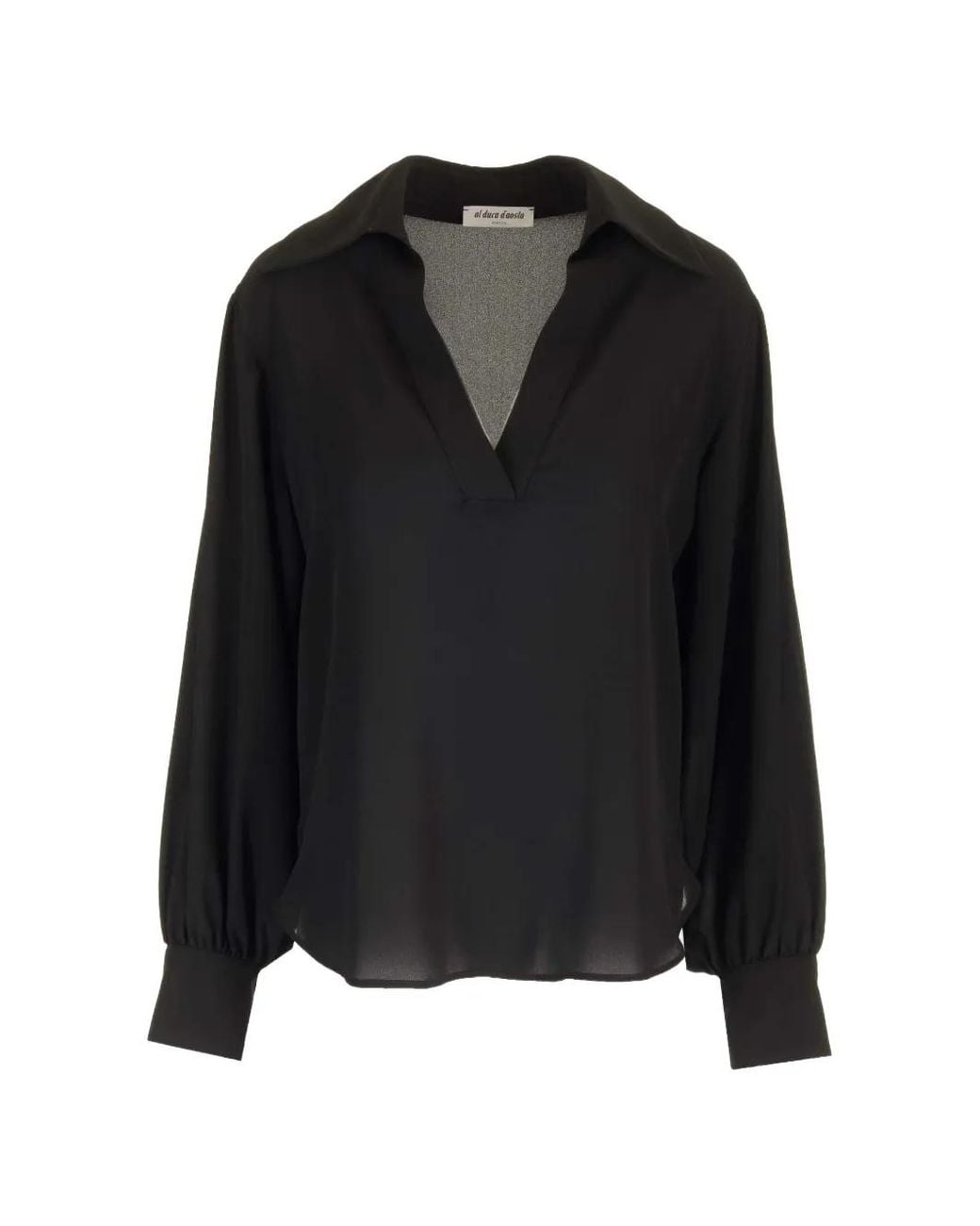 Al Duca D'aosta Black V-Neck Long-Sleeve Top