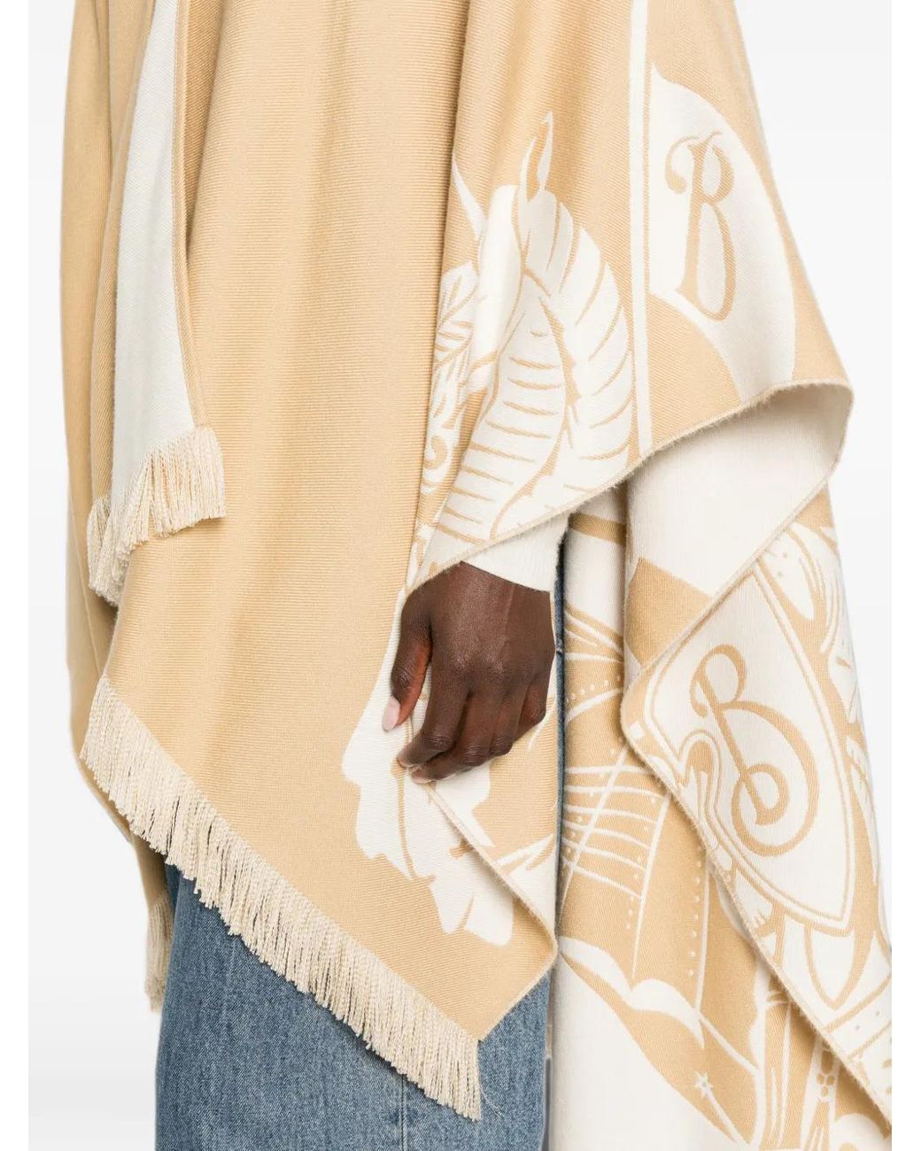 Burberry White Knight Wool Silk Cashmere Cape