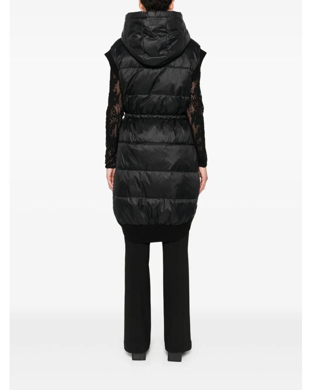 Twinset Black Hooded Quilted Vest