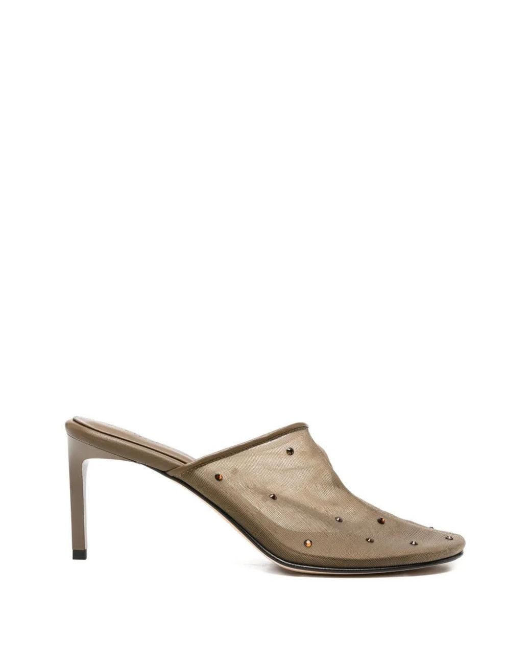 Dear Frances Metallic Sade Crystal-Embellished Mules