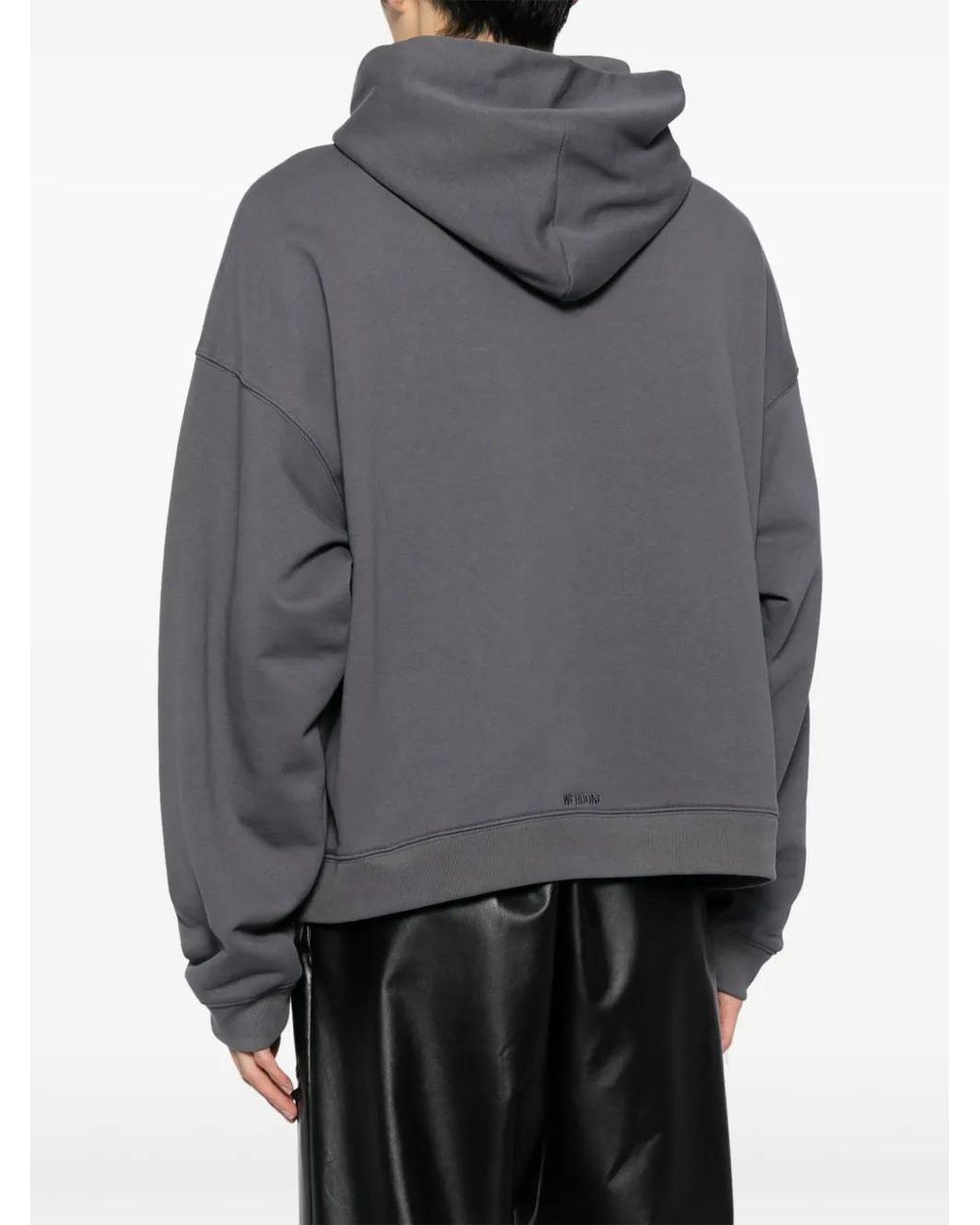 we11done Gray Monster-Print Cotton Hoodie