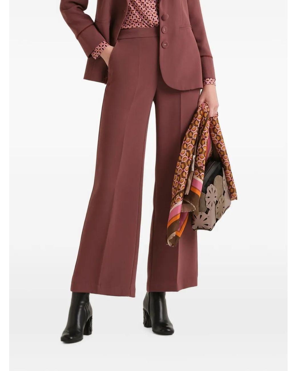 Maliparmi Red Pantalon Droit À Taille Haute