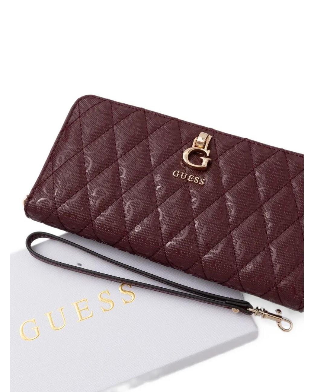 Guess Purple Quilted Monogram-Embossed Wallet
