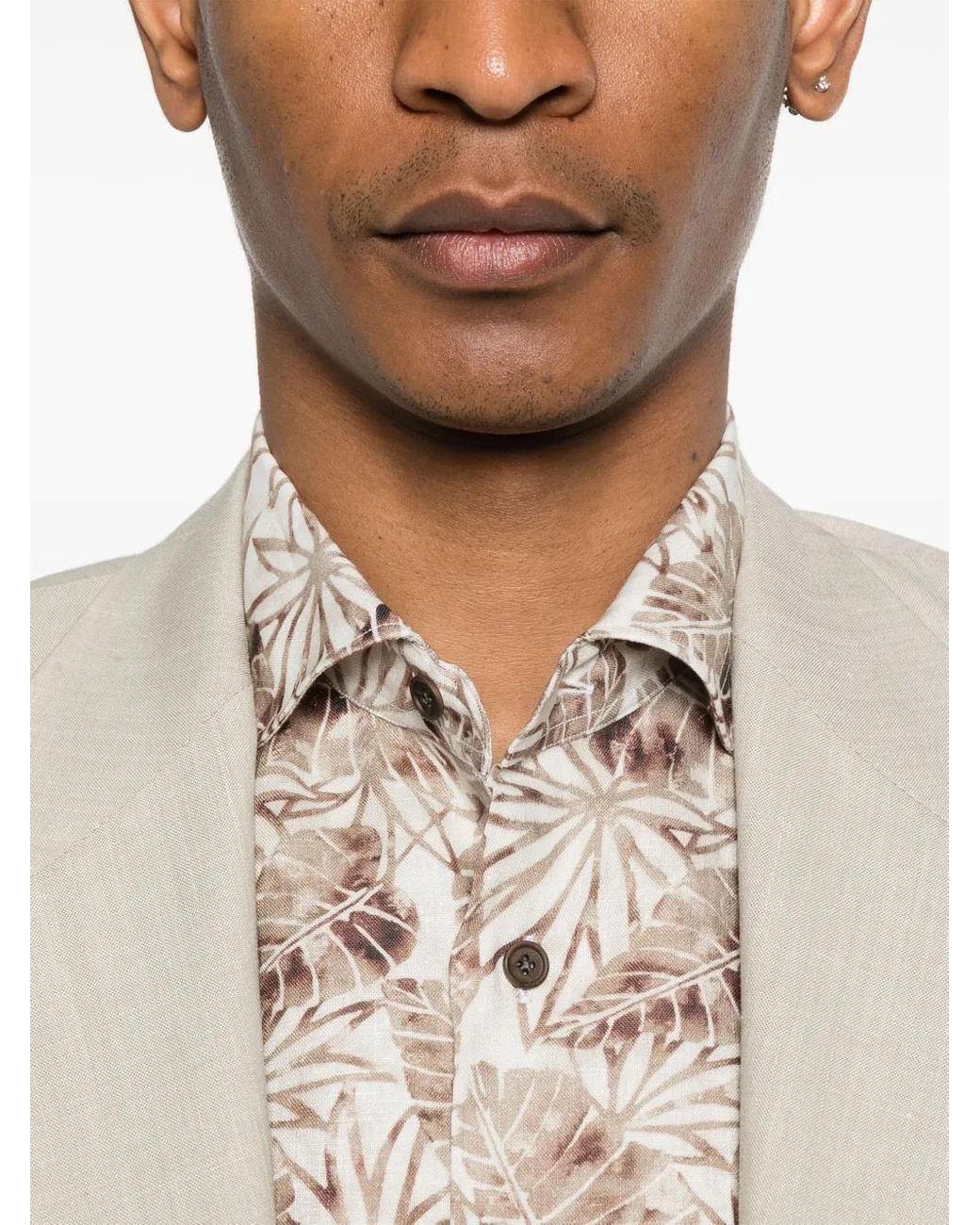 Camisa Con Hojas Estampadas Mazzarelli de hombre de color Natural