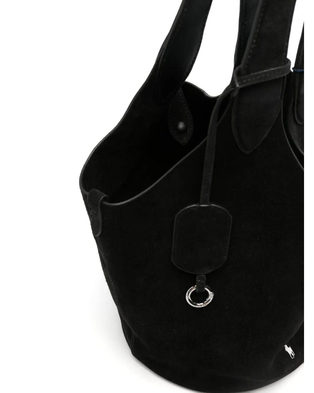 Polo Ralph Lauren Black Tote Bag Suede Calf