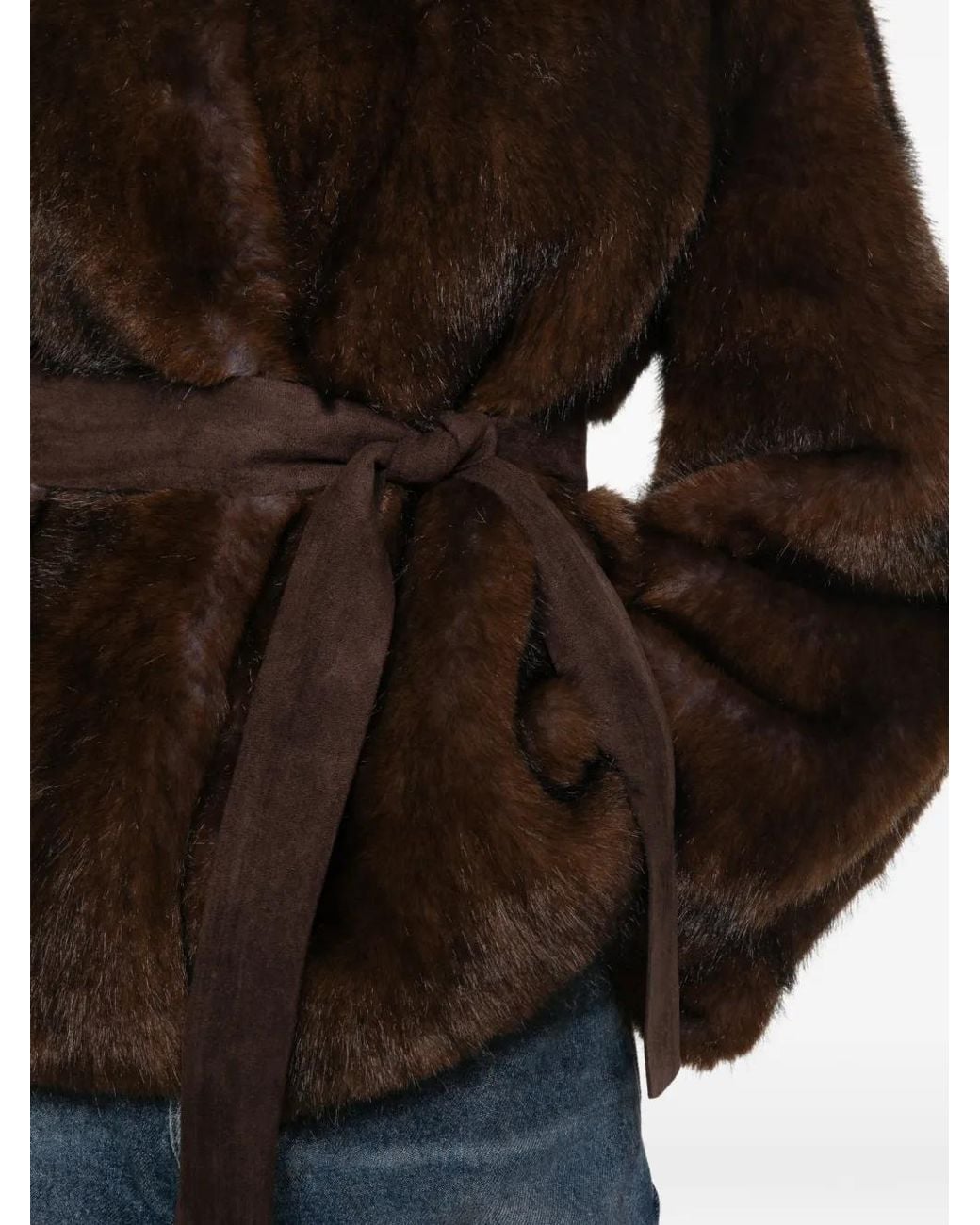 VALENTINI 1972 Brown Faux-Fur Belted Jacket