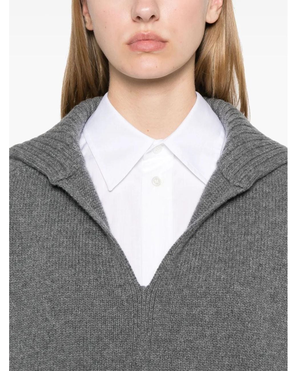 Plan C Gray Melierter Pullover