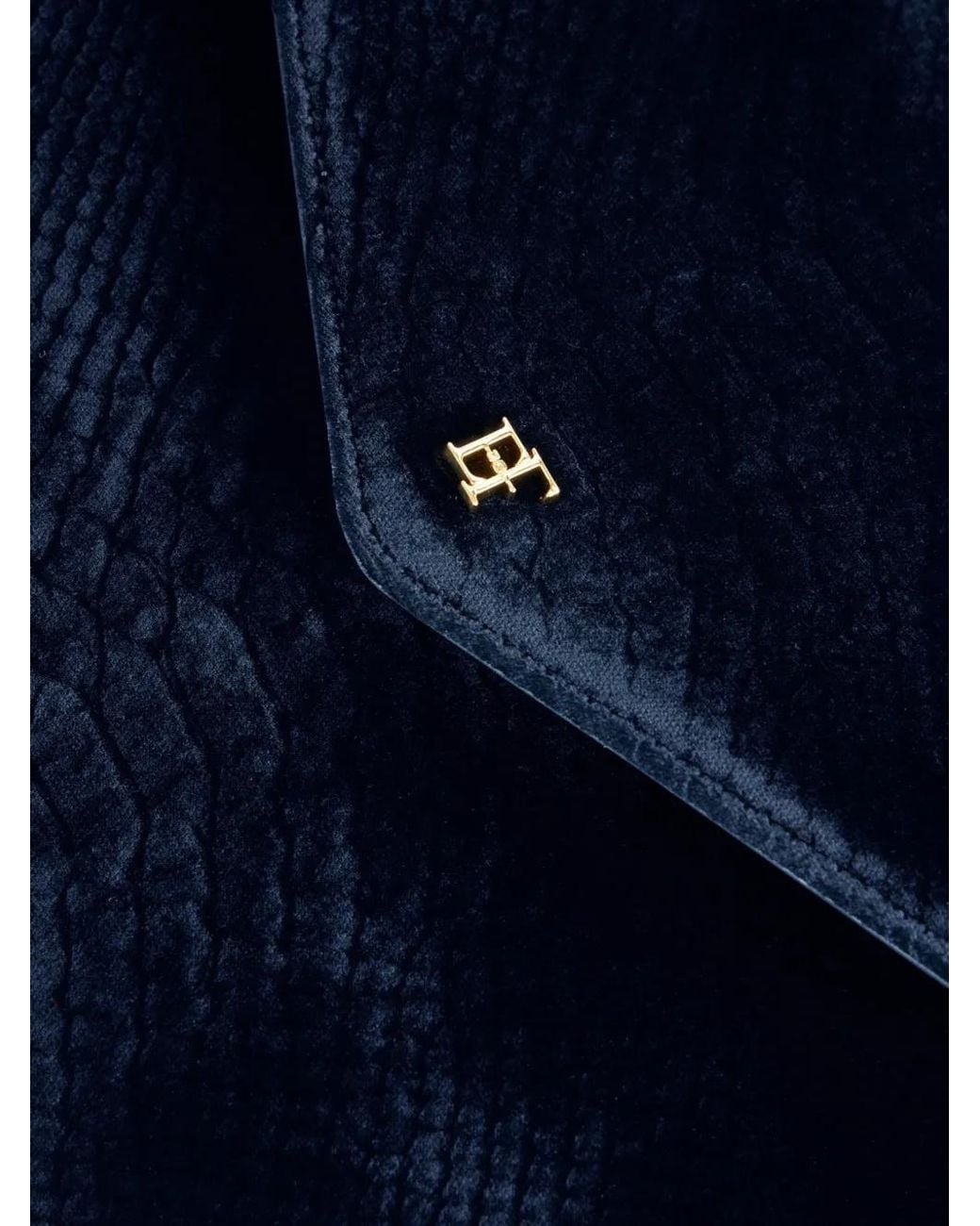 Elisabetta Franchi Blue Over-The-Shoulder Bag Made From Velvet With A Crocodile Print Texture