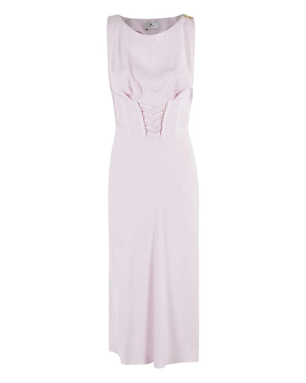 Elisabetta Franchi White Sleeveless Midi Dress With Corset Effect