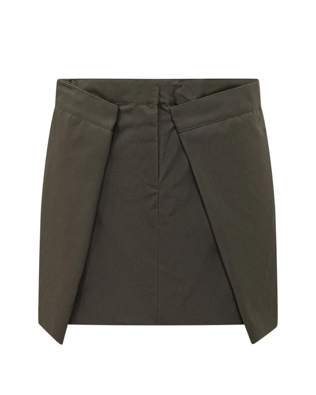 MSGM Green Gabardine Folded-Detail Mini Skirt