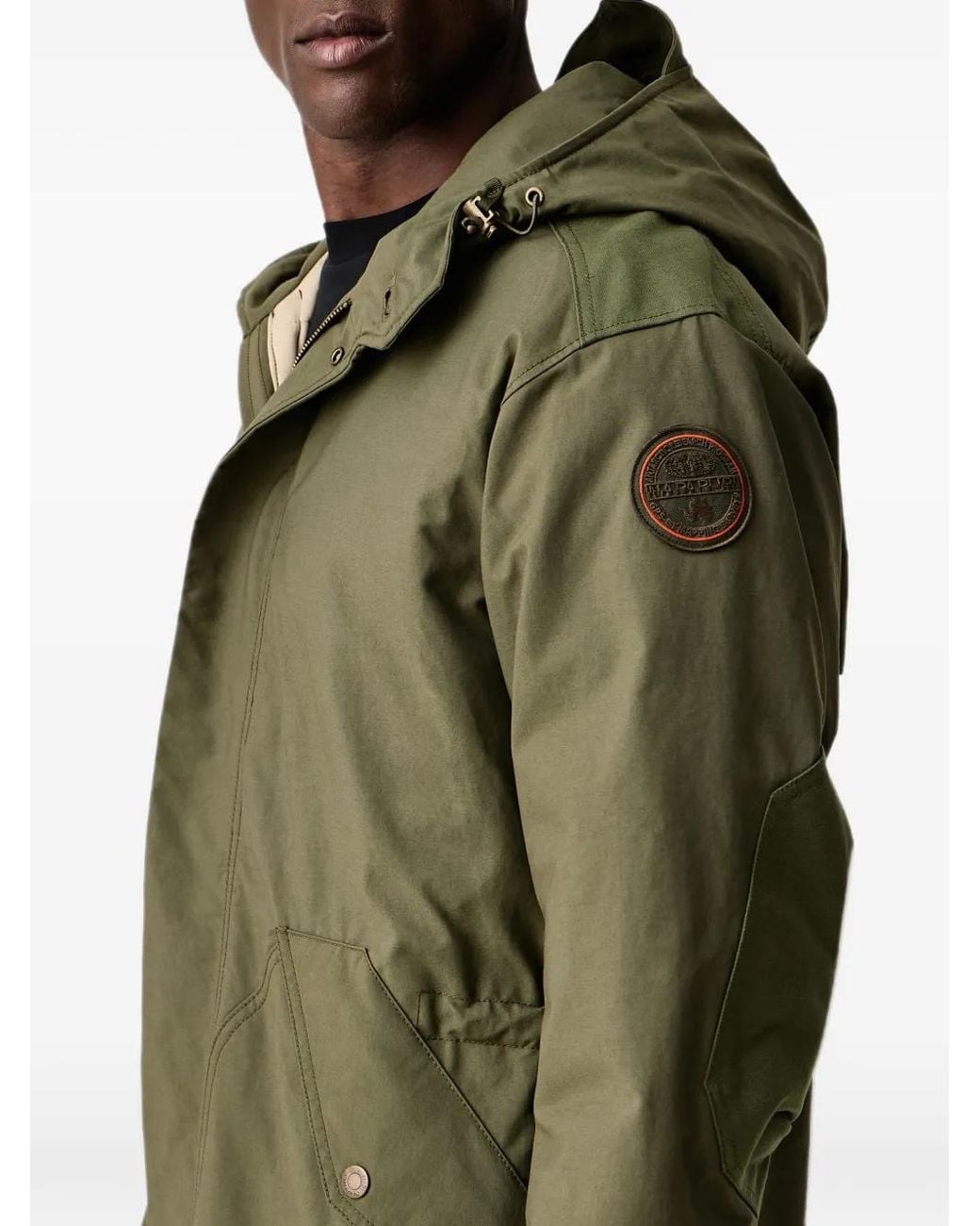 Napapijri Green Asko Logo-Patch Parka Coat for men