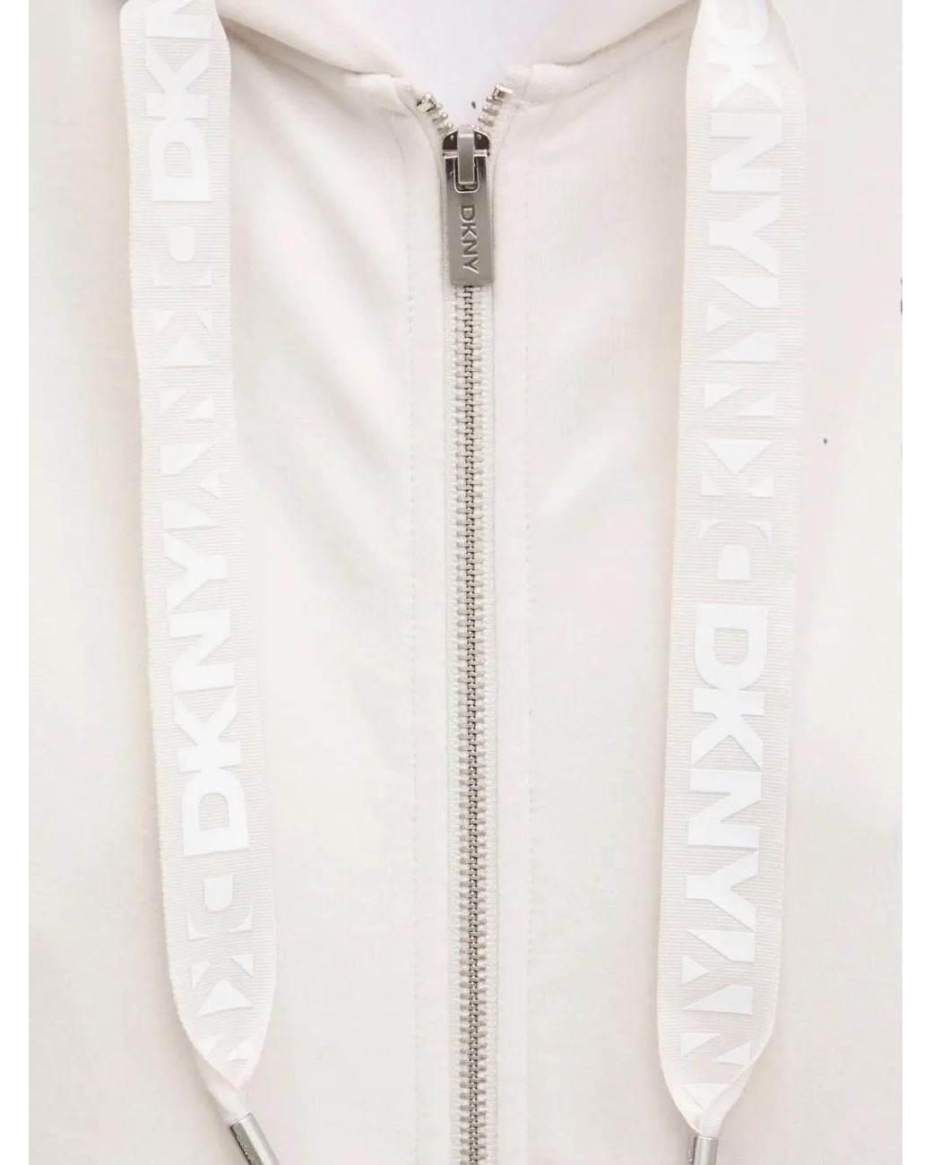 DKNY White Zip-Fastening Hoodie