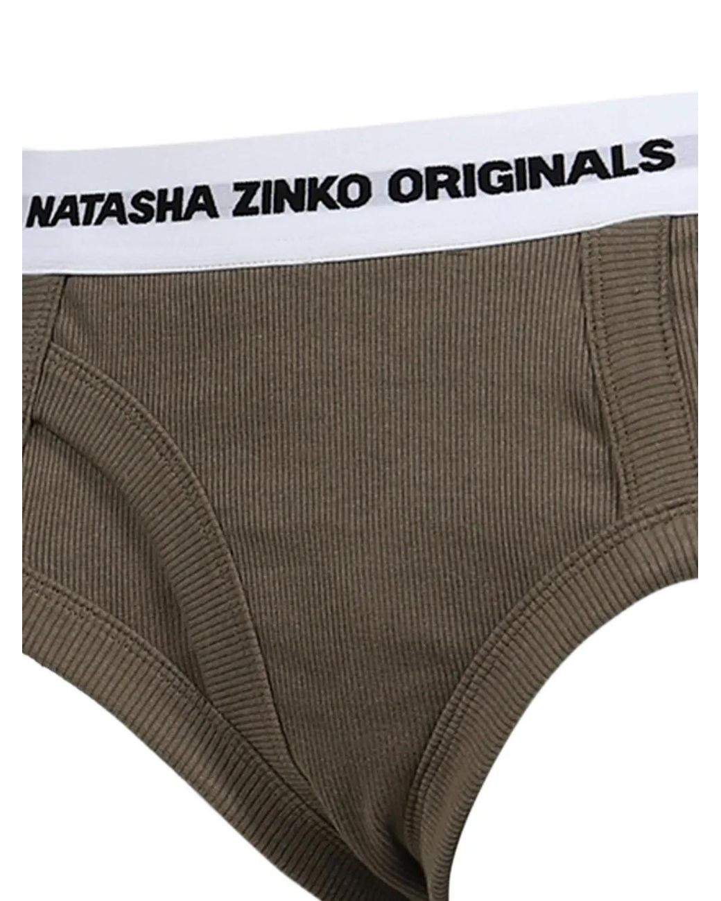 Natasha Zinko Green Ribbed-Knit Logo-Waistband Briefs