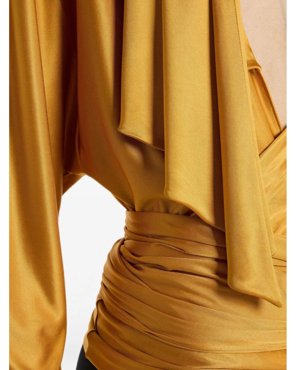 Balmain Metallic Flowing Jersey Blouse With Tie