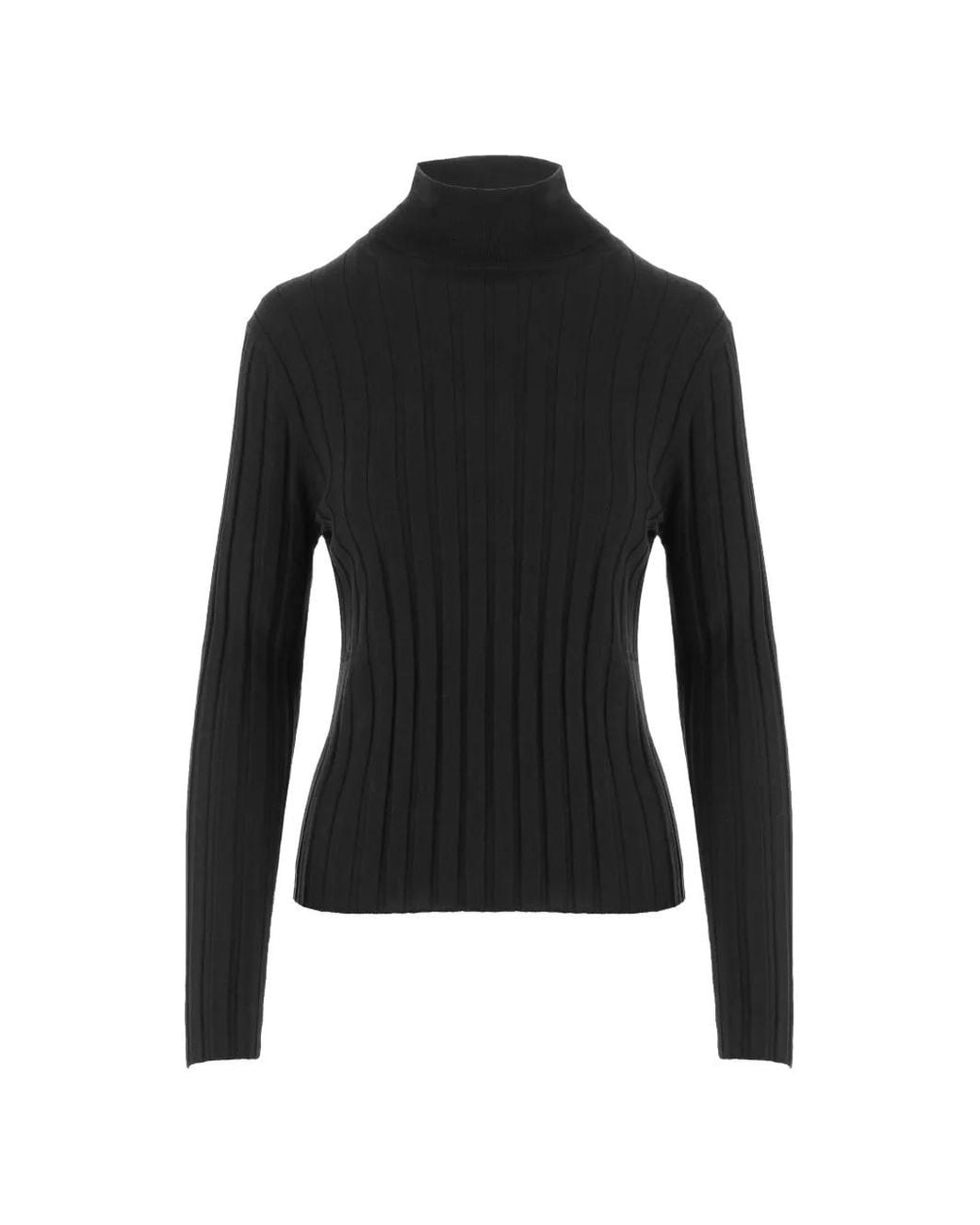 Pull Côtelé À Col Roulé Allude en coloris Black