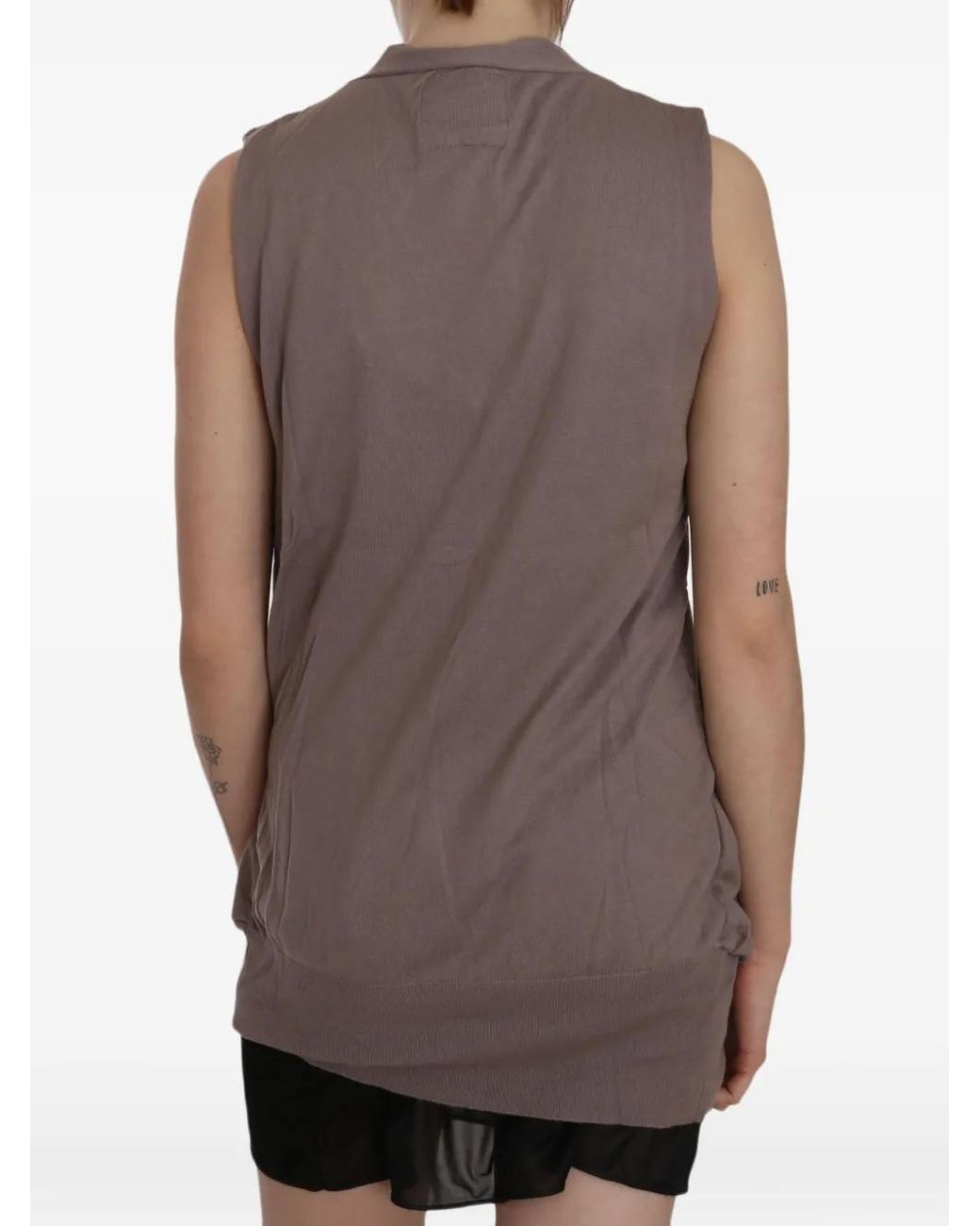 Pink Memories Brown Sleeveless Patch-Pocket Cardigan
